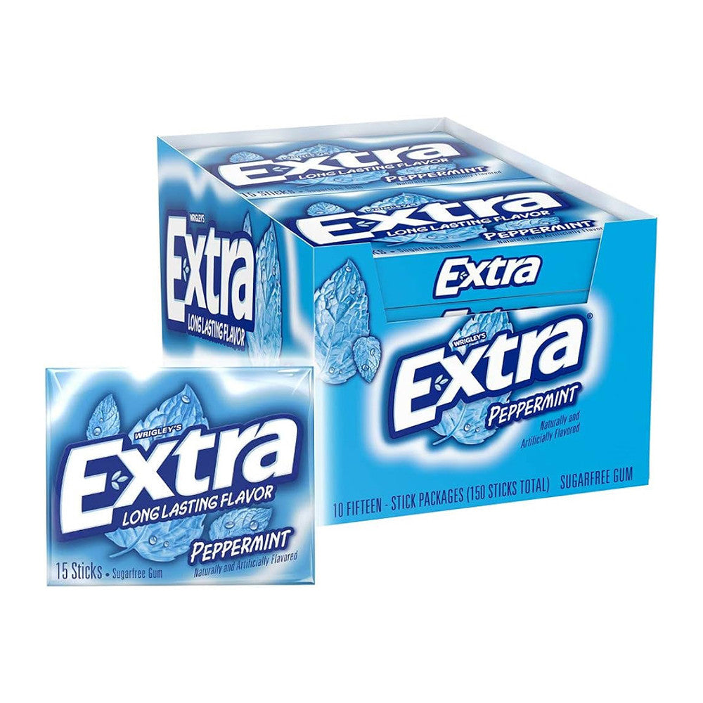 Wrigleys Extra Peppermint Sugar Free Gum 15 Sticks, 30 Ea